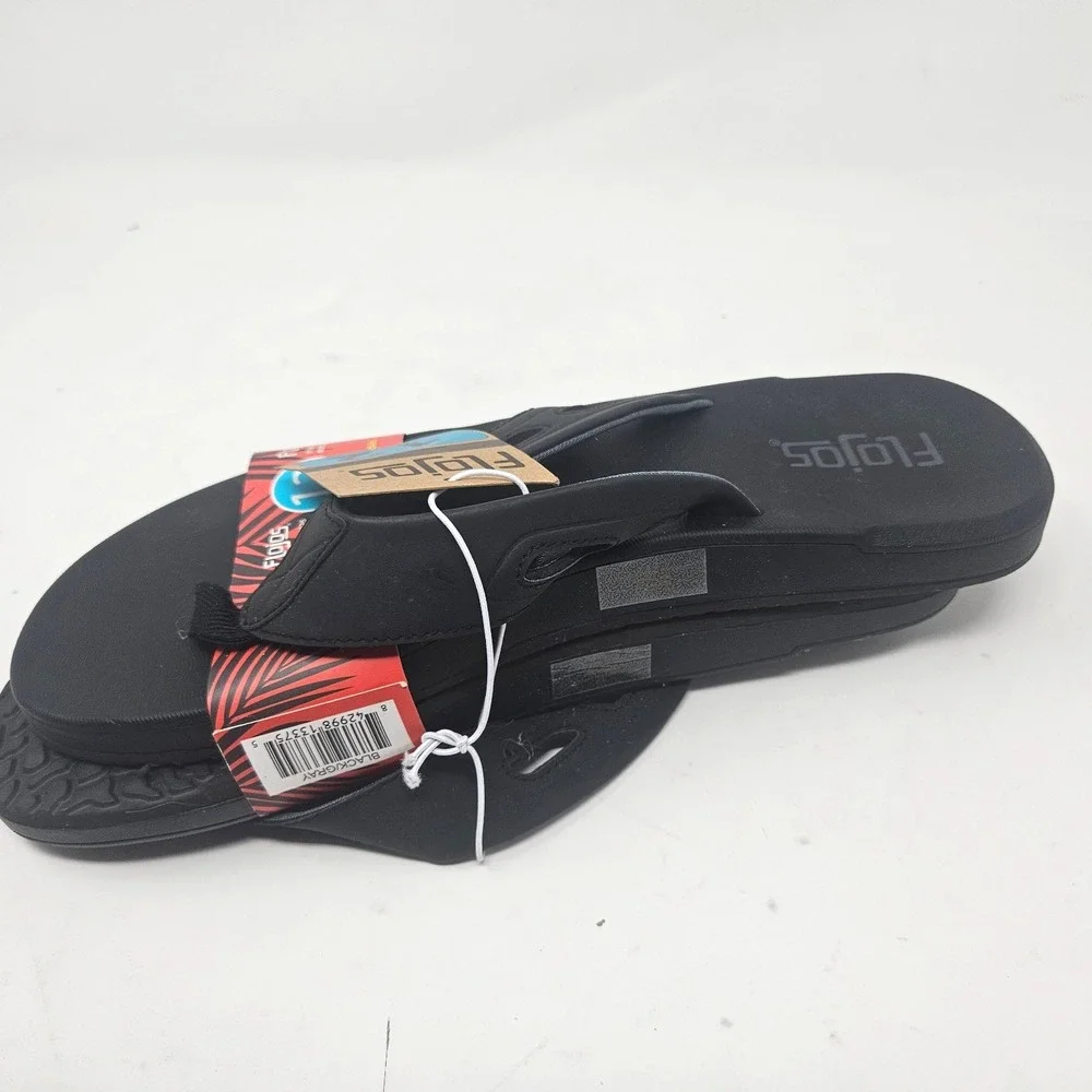Men's Flojos Flip Flops Black Size 12 1482126